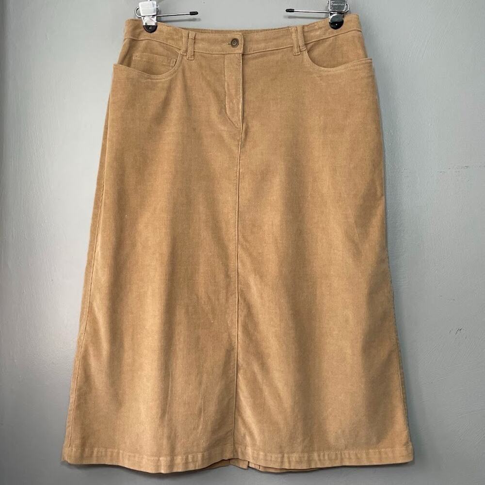 Corduroy Skirt Size 12 Tan Stretch Casual Country Boho Western Cowgirl Modest